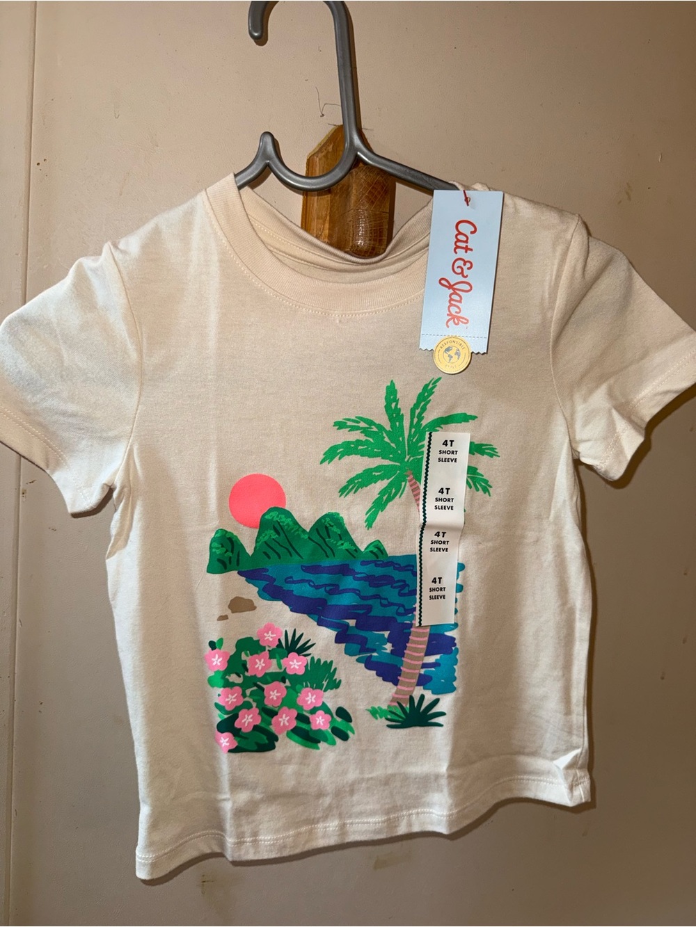Cat & Jack 4T Beach Sunset Graphic Tee NWT Summer Kids Shirt New